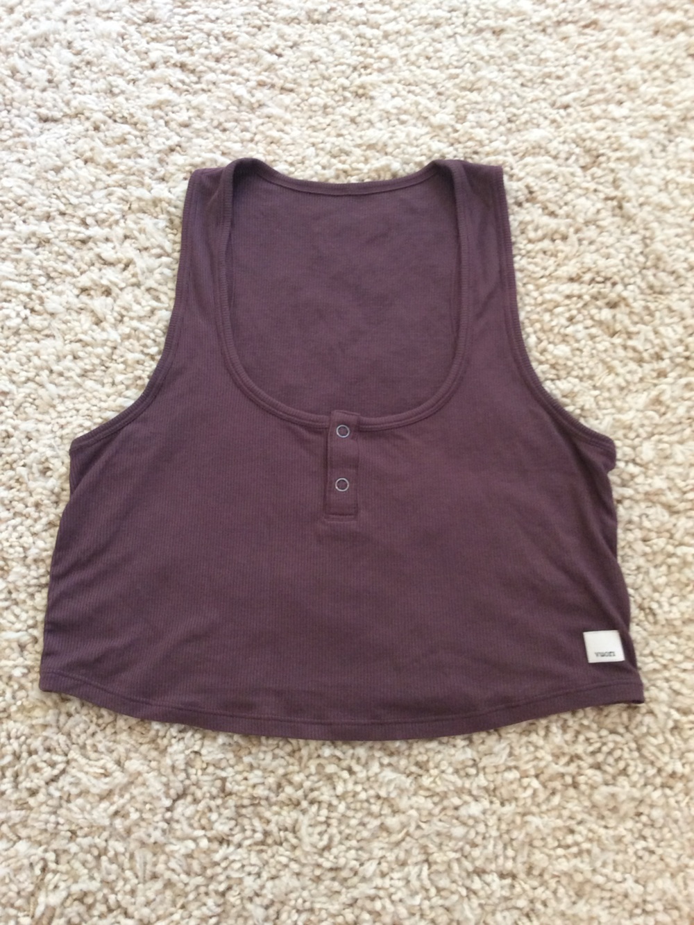 Vuori Plum Ribbed Cropped Tank Top